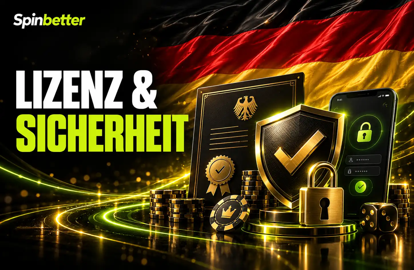 SpinBetter Lizenz und Sicherheit mit Schild und Schloss